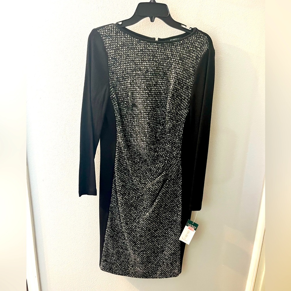 NWT Lauren Ralph Lauren dress ruched waist ribbed long sleeved size 14